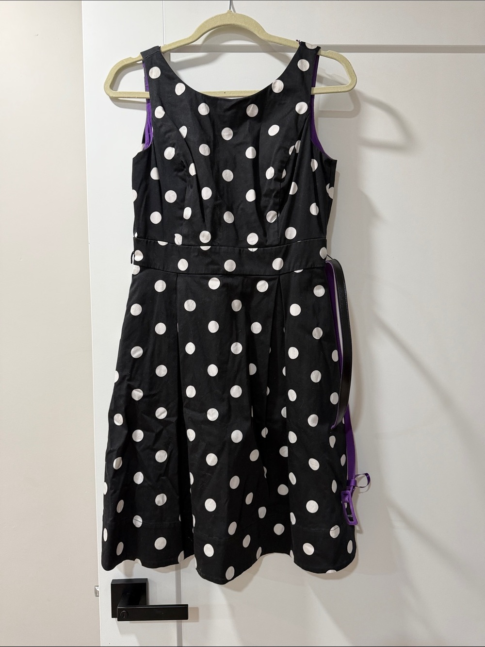 White House Black Market Black and White Polka Dot Fit-and-Flare Dress